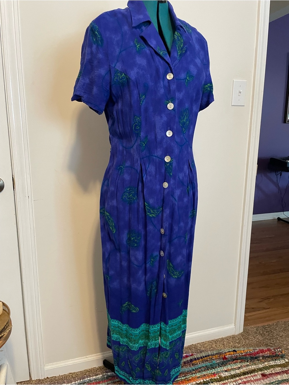 SL Fashions Royal Blue Maxi Dress with Green Accents